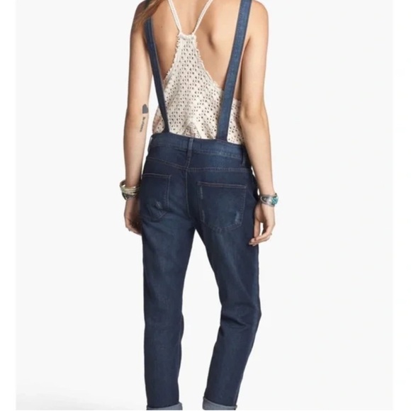 Free People Denim Overalls Womens Size 27 Slim Ankle - Picture 10 of 10